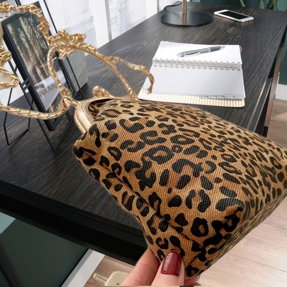 Leopard Print Frame-Top Handbag - Picture 2 of 2